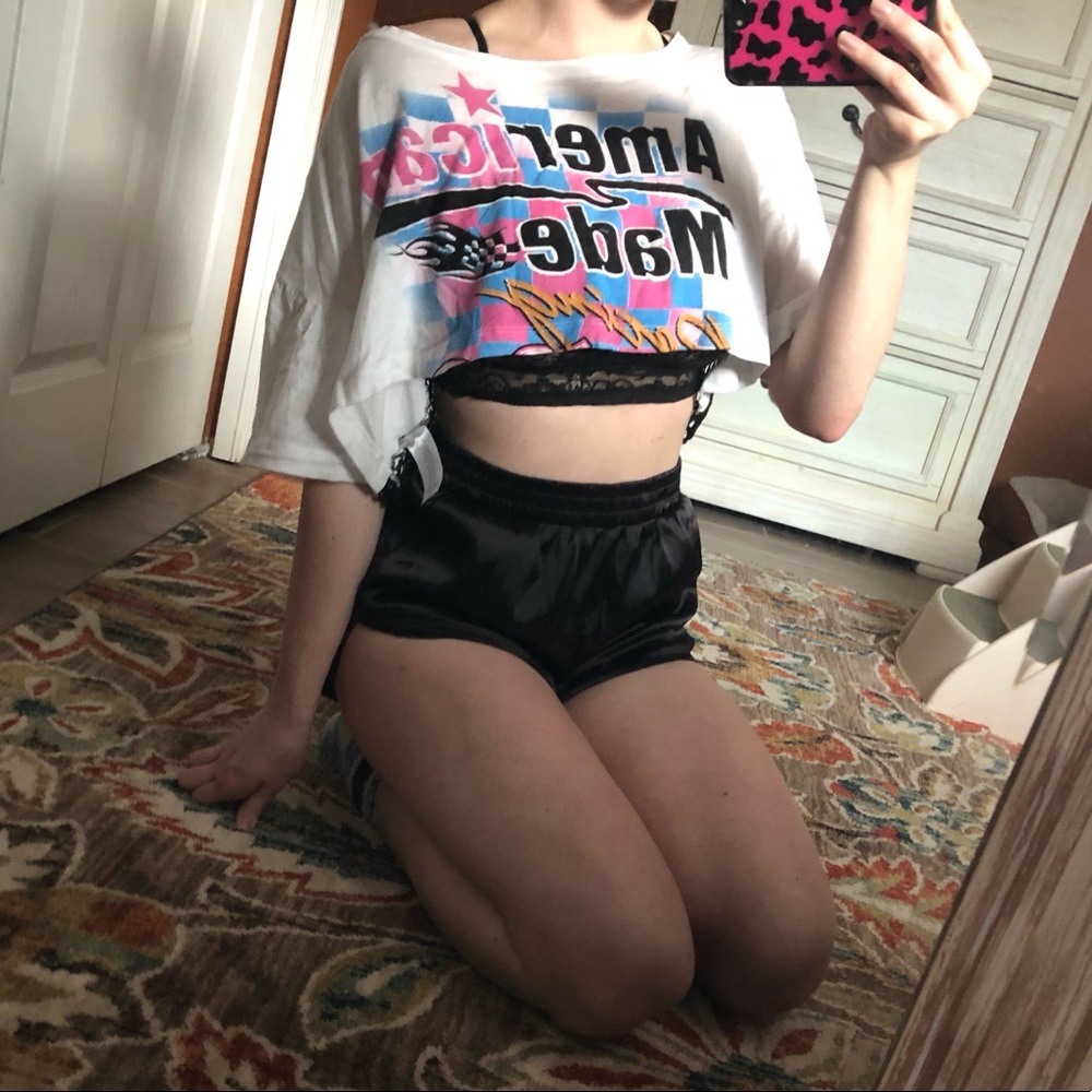Dolls Kill white supper cropped nascar tee
